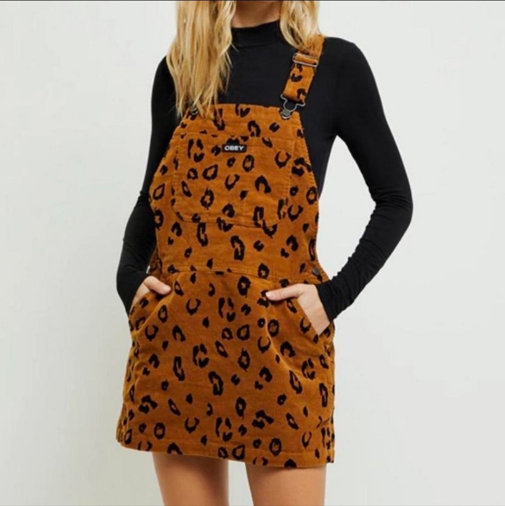 Obey Brown Leopard Print Dress